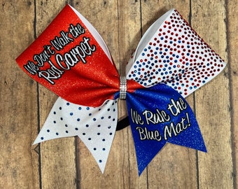 Red Carpet Rhinestone Cheer Bow: Badda Bling Original