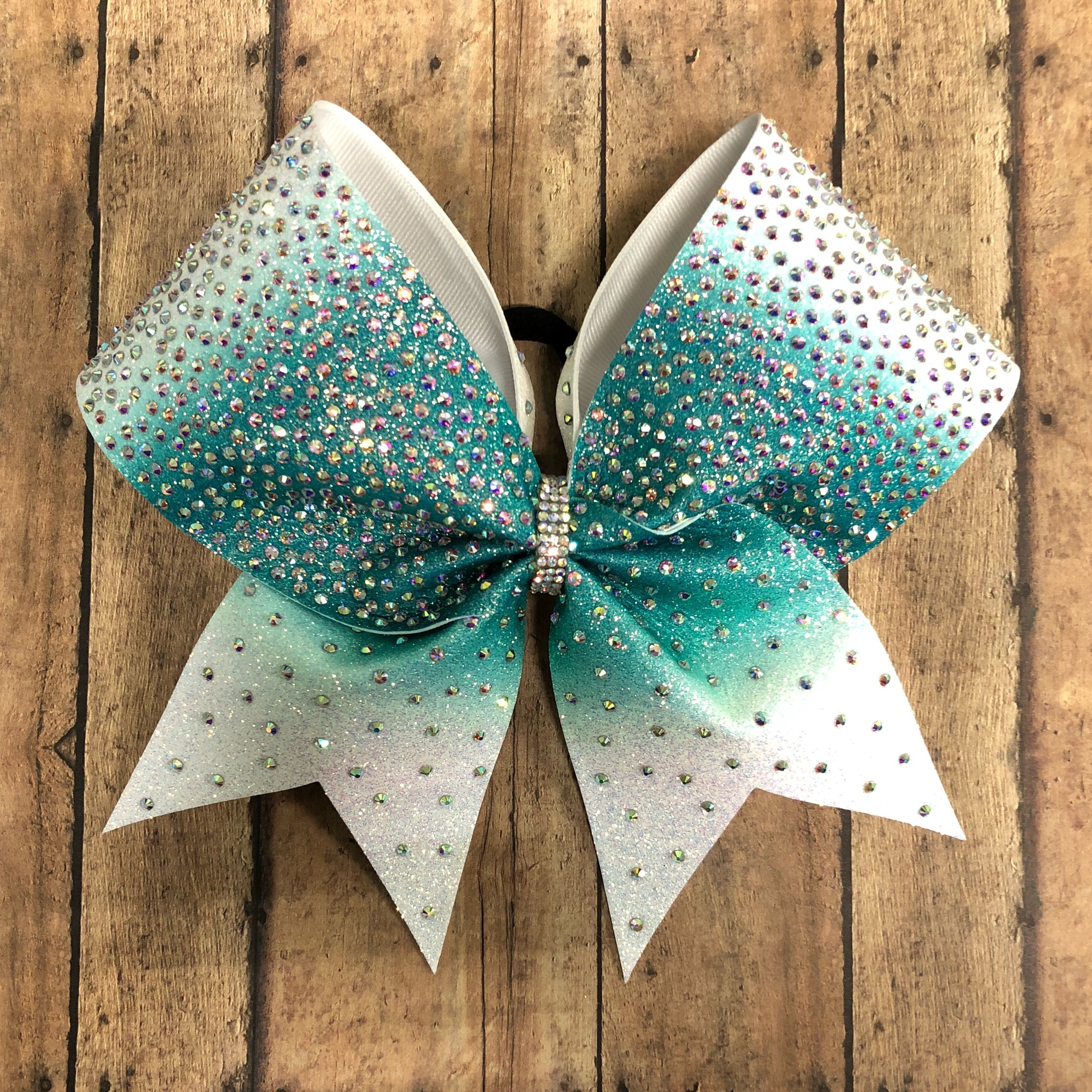 Rhinestone Silver Cheer Bows