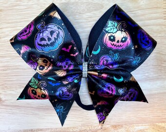 Halloween cheer bow, pumpkin bow, cheer bows