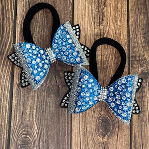 Rhinestone Pigtail Cheer Bow Set: Competition Team Hair Bows