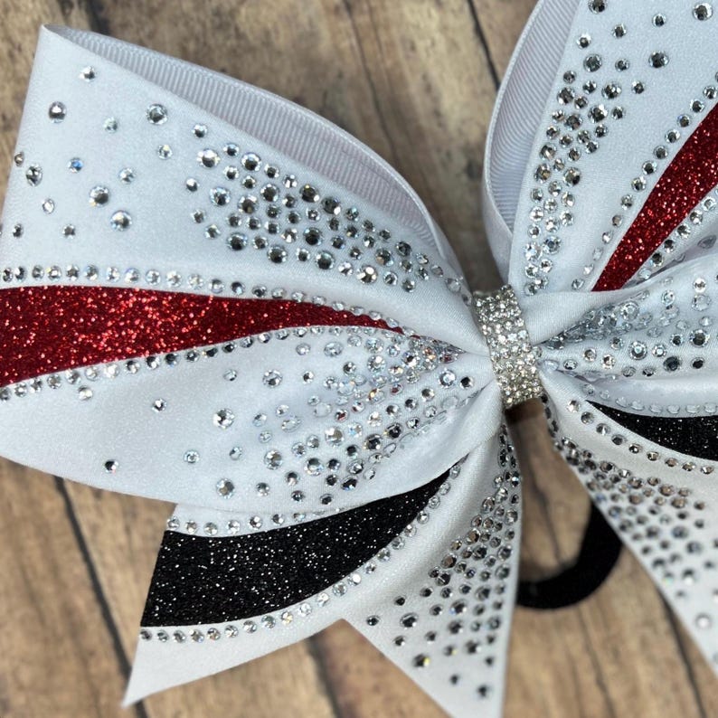 White Rhinestone Cheer Bow: Competition Team Hair Accessory - Etsy