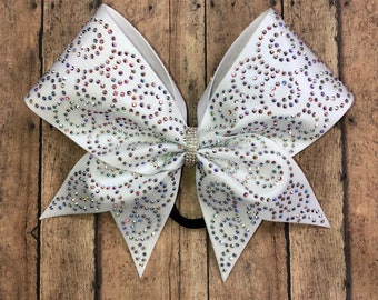 Rhinestone Cheer Bow: AB Crystal Competition Bow