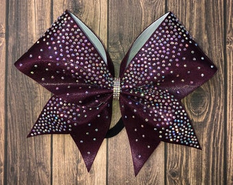 Lazo de animadora con diamantes de imitación: Lazo de equipo de competición color granate