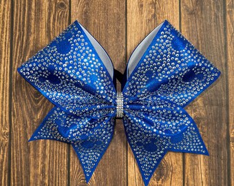 Royal Blue Rhinestone Cheer Bow: Competition Team Hair Bow