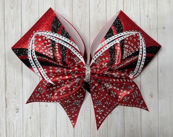 Lazo de animadora con diamantes de imitación: Lazo para el cabello del equipo de competencia