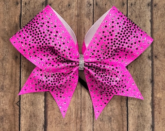 Rhinestone Cheer Bow: Two-Tone Glitter Competition Bow