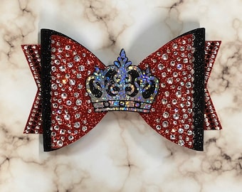 Lazo sin cola con diamantes de imitación rojos, lazo de competición, lazo de animadoras, lazo de animadoras All Star, lazo de animadoras escolares, lazo de muñeca, lazo de animadoras escolares, lazo apilado, porristas