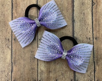 Rhinestone Pigtail Cheer Bows: Ombré Competition Hair Bow Set