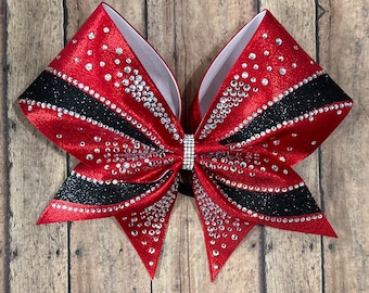Lazo de animadora con diamantes de imitación: Lazo para el cabello del equipo de competencia