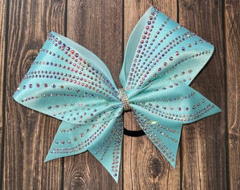 Mint Rhinestone Cheer Bow: Competition Team Hair Bow