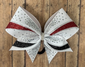 White Rhinestone Cheer Bow: Competition Team Hair Accessory