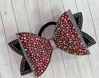 Rhinestone Cheer Bow: Tailless Competition Hair Bow