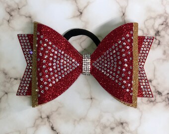 Rhinestone Cheer Bow: Tailless Competition Hair Bow