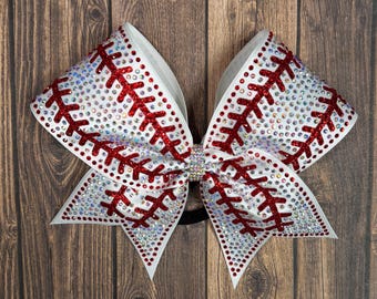 Rhinestone softball Bow: Competition Team Hair Bow, cheer bows