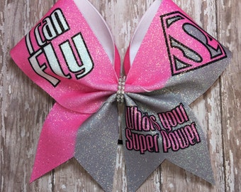 Super hero bow, cheer bow, cheer bows, flyer bow, practice bows