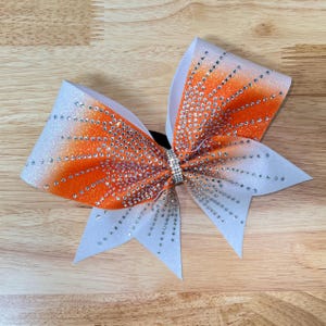 Orange Ombre Rhinestone Cheer Bow: Competition Allstar