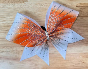 Orange Ombre Rhinestone Cheer Bow: Competition Allstar