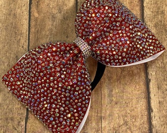 Rhinestone Cheer Bow: 4-inch Tailless Competition Hair Bow