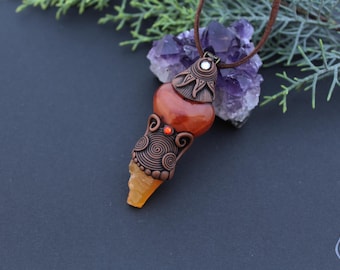 Collana con bellissimo Opale di Fuoco e Corniola