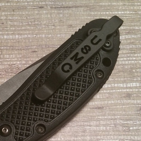Custom Initials Design -  Titanium Pocket Knife Clip for Selected Spyderco and Byrd Models