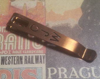 Custom Initials Design -  Titanium Pocket Knife Clip for Selected Pro-Tech and Microtech Models