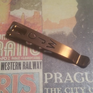 Custom Initials Design -  Titanium Pocket Knife Clip for Selected Pro-Tech and Microtech Models