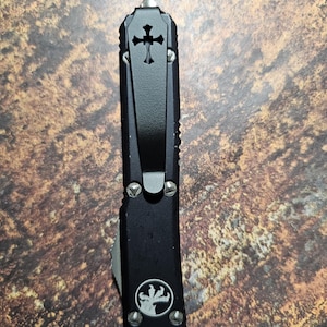 Celtic Cross Design -  Titanium Pocket Knife Clip for Selected Pro-Tech and Microtech Models