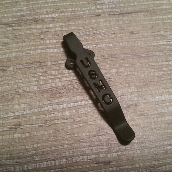 Custom Initials Design -  Titanium Pocket Knife Clip for Selected Benchmade and Emerson Models