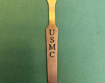 USMC Initials Design -  Titanium Pocket Knife Clip for Selected Benchmade Models