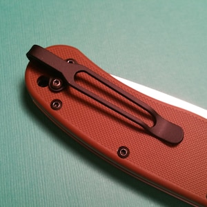 Split Tail Design -  Titanium Pocket Knife Clip for Selected Ontario and ESEE Models