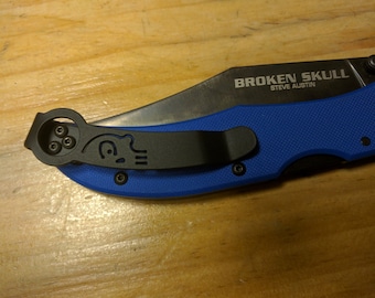 Cold Steel BRKN Skull/Ulti Hunter Half Skull Design Titanium Pocket Clip