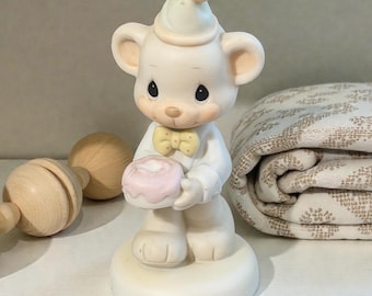 Vintage 1994 Precious Moments Bear Figurine Wishing You a Happy Bear Hug Donut Enesco Collectible