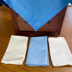 Vintage Men&#39;s Handkerchief Set of 2: Blue or White Hankies