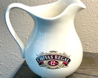 Vintage Chivas Regal Ceramic Pitcher: Ivory 7 Ounce, Aged 12 Years
