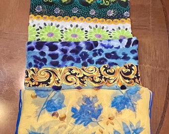 Unique Vintage Scarves for Her - Yellow Theme Graphic and Floral Patterns
