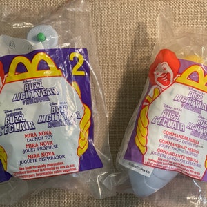 Vintage 2001 Buzz Lightyear McDonald&#39;s Happy Meal Toys: Mira Nova & Commander Nebula (NIP)