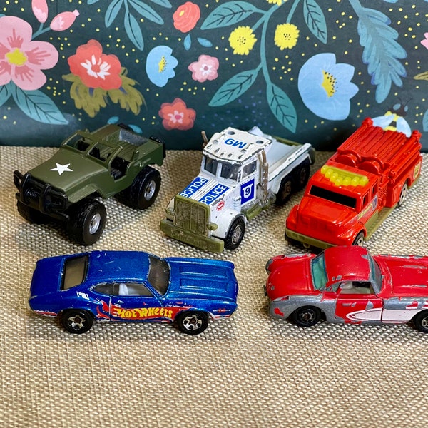 Vintage Maisto Military Vehicle, 1993 Oldsmobile, 1957 Chevy Corvette, 2002 Fire Truck, and 1991 Peterbilt Police Tow Truck - Your Choice