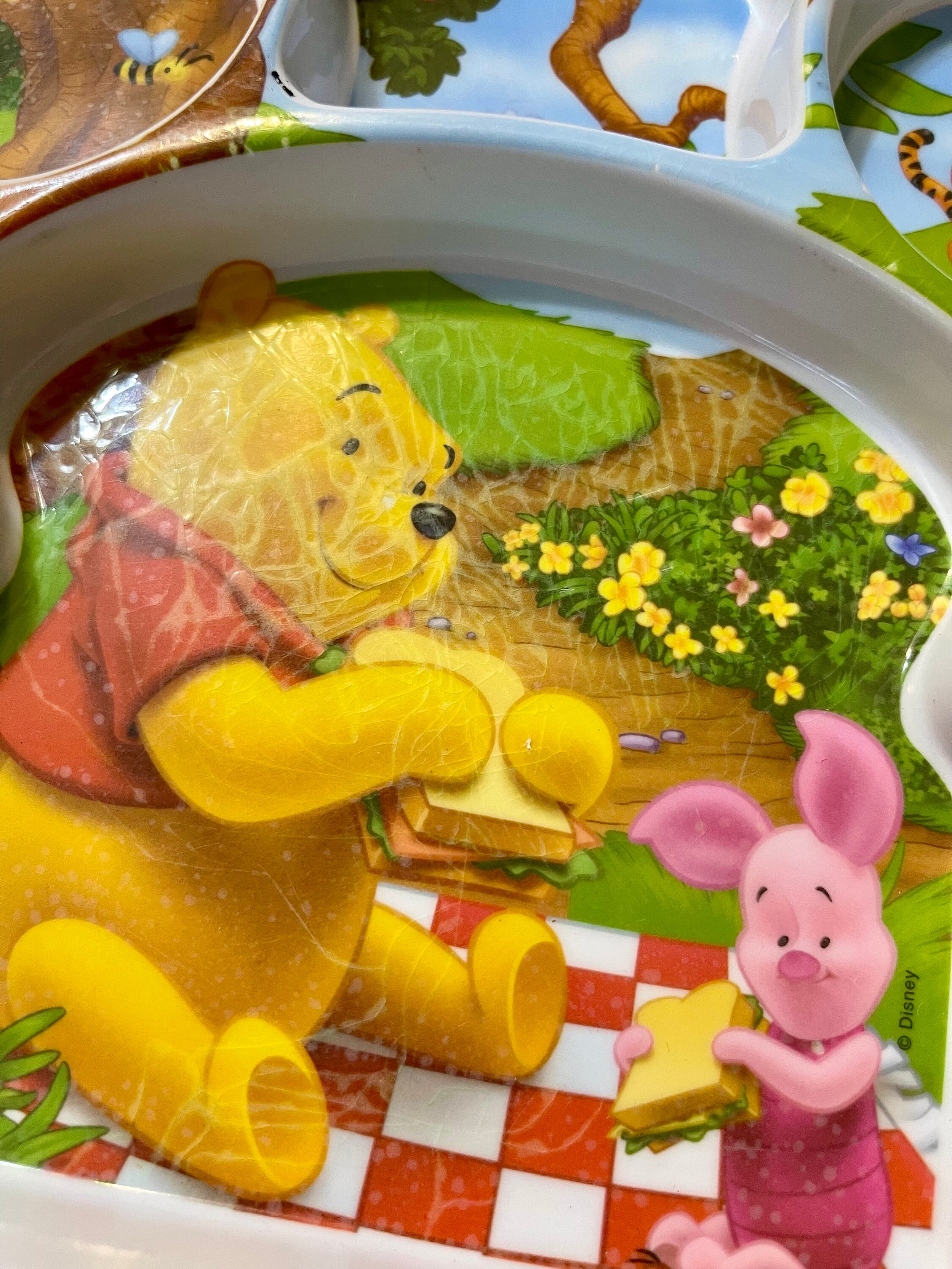Vintage 1976 Winnie the Pooh Melamine Divided Plate - Zak Designs