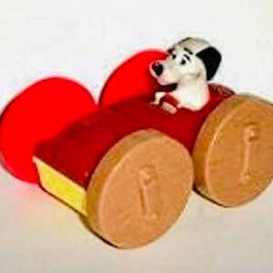 Vintage 1998 McDonalds 101 Dalmatians Flip Car Dog Toy (NIP)