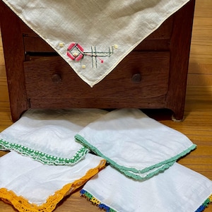 Vintage Hankies with Crocheted Edges and Embroidery - Vintage Handkerchiefs - Pick from Five Styles (0525)
