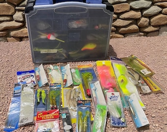 Vintage Tackle Logic Tackle Box with New & Used Fishing Lures