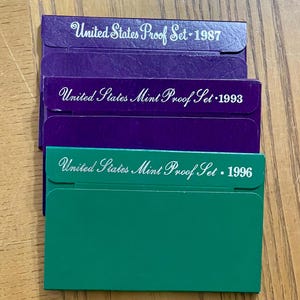 Vintage US Mint Proof Set: San Francisco - 1987, 1993, 1996