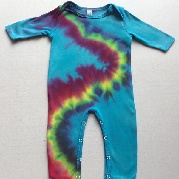 0-3m Organic Romper - Rainbow Tie Dye - organic baby, unique newborn gift, first present, tie dye baby gift, festival baby, hippy baby