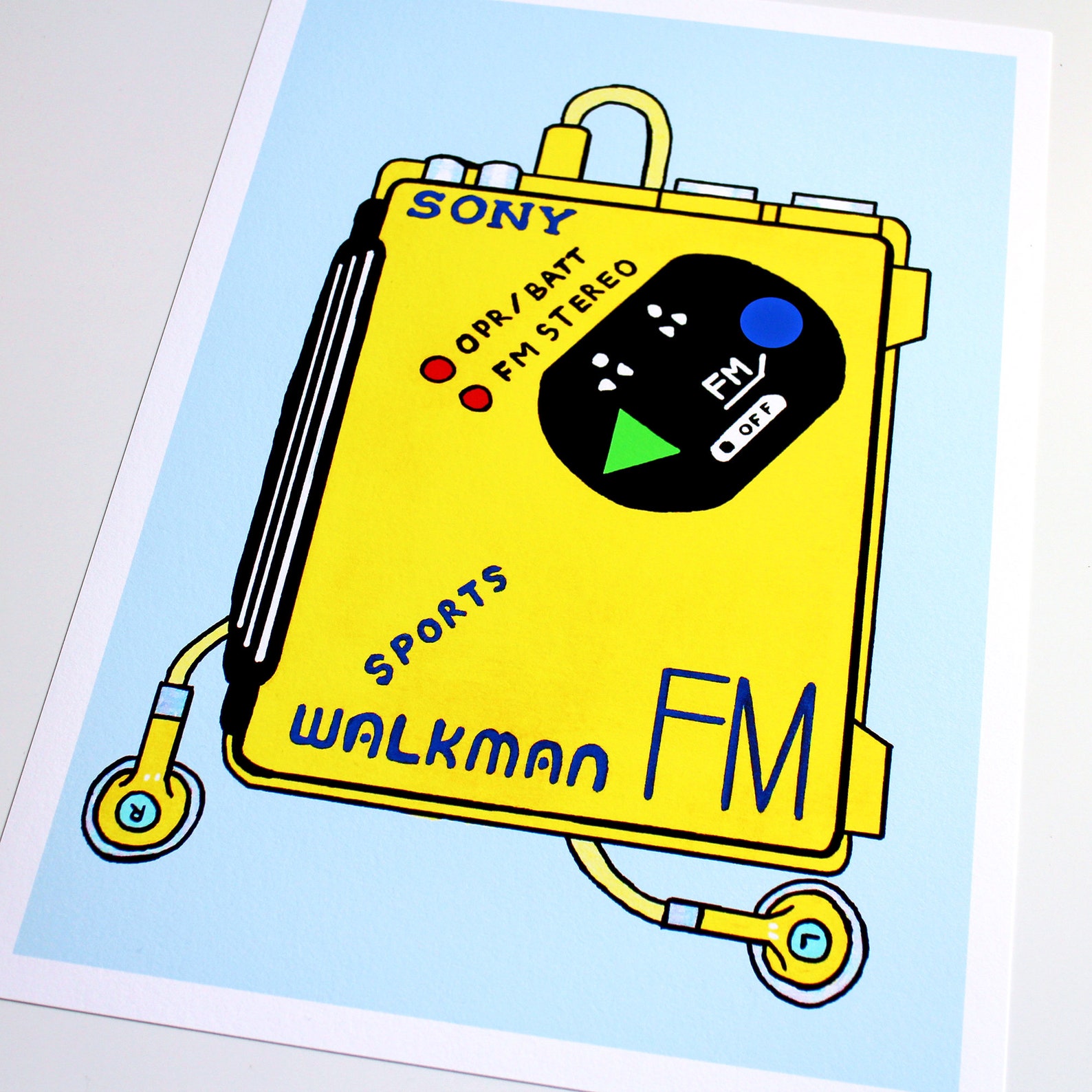 Walkman Sports Pop Art Print / Retro Wall Art / A5 A4 A3 Sizes Etsy