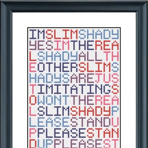 PATTERN: I'm Slim Shady pdf cross stitch chart - instant download