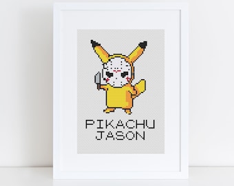 PATTERN: Pikachu Jason mask Pokemon pdf cross stitch chart - instant download