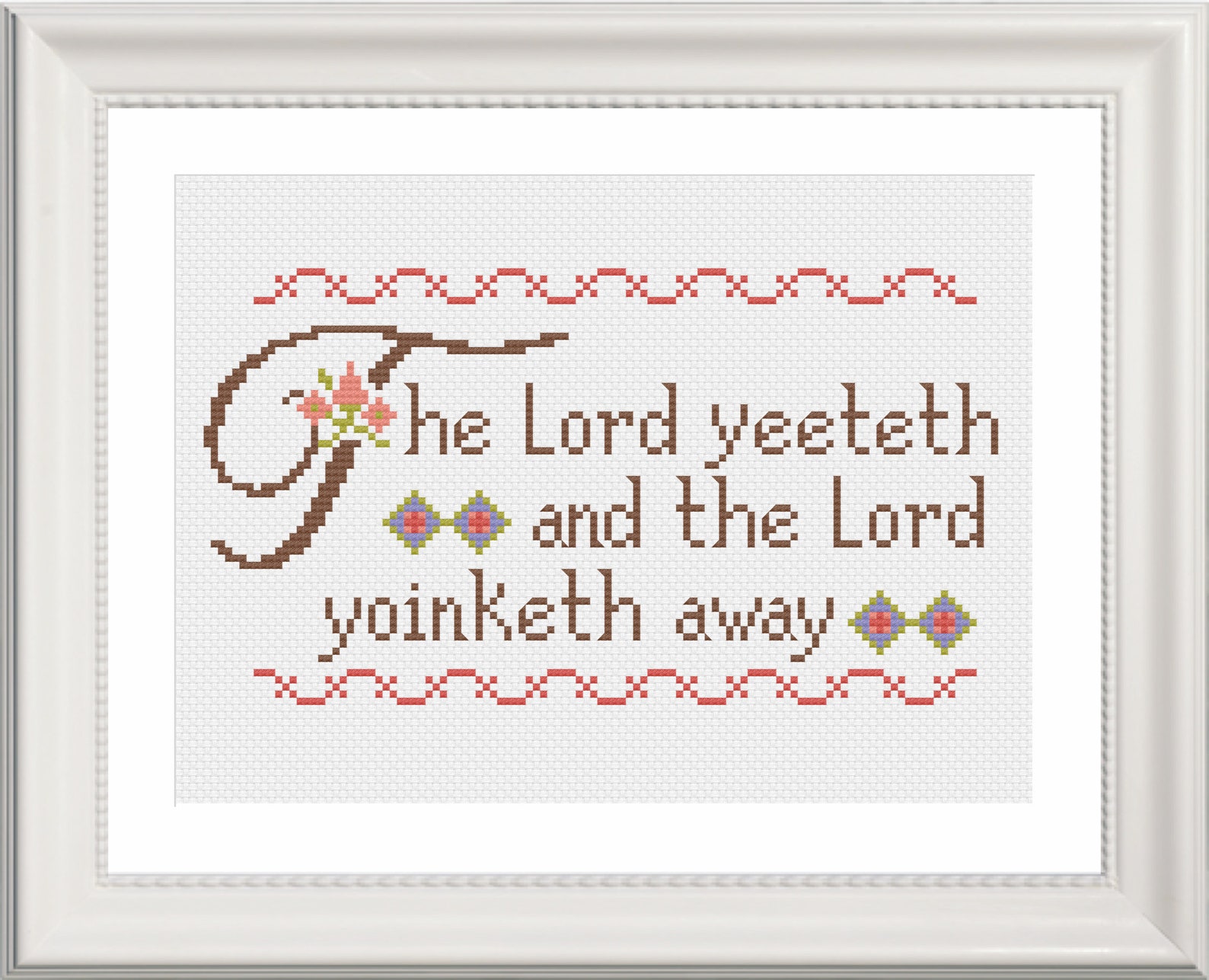 PATTERN: the Lord Yeeteth and the Lord Yoinketh Away Pdf Cross - Etsy