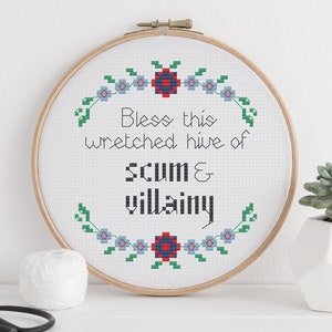 PATTERN: Bless this wretched hive of scum and villainy- Star Wars - pdf cross stitch chart - instant download