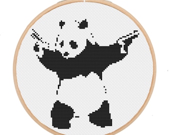 PATTERN: Panda with Guns, Banksy cross stitch pattern - instant download
