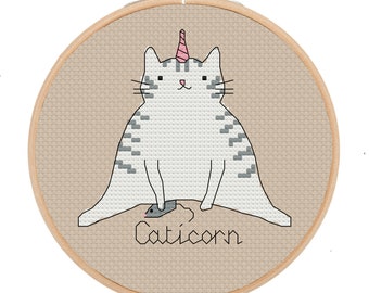 PATTERN: Caticorn, cat unicorn, pdf cross stitch chart - instant download